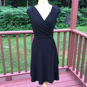 Lauren Ralph Lauren SZ 4, black crossover neck dress.